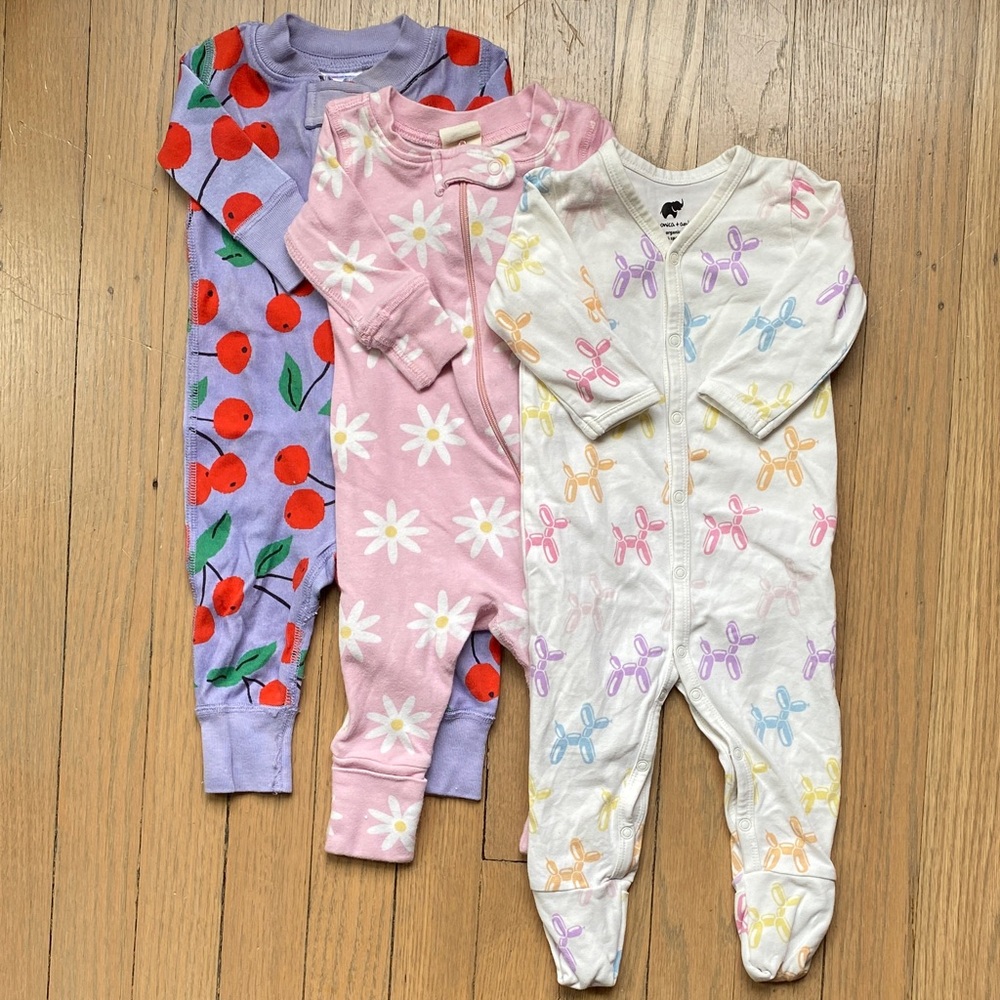 Set of 3 Bold Print Pajamas Sz 0-3M